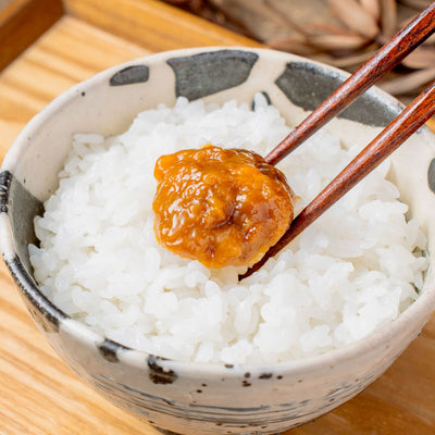 炊き立て白ご飯にのせた北海道寿都産ウニ一夜漬け,ご飯のお供,雲丹の贅沢珍味,塩漬けうに